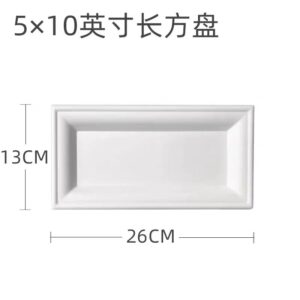 5x10 inch rectangular compostable plate made from sustainable sugarcane fiber for eco-friendly food service and portion control
