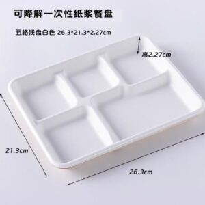 Molded pulp tray made from sugarcane fiber for eco-friendly food packaging